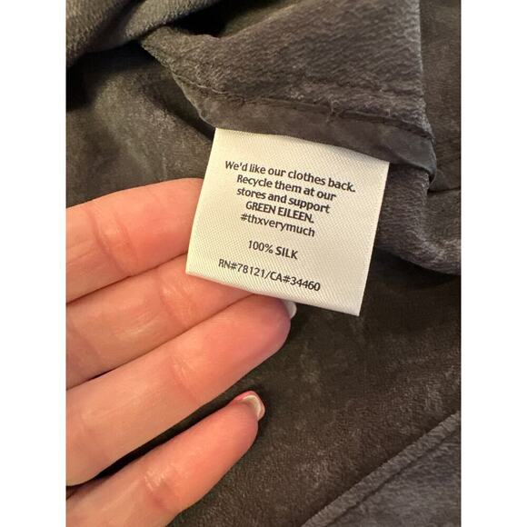 Eilieen Fisher Crystalline Silk Shibori Tank Top Womens Small Sheer panel at top - Picture 4 of 5